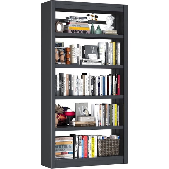 Bookcase, 5-Shelf Industrial Bookshelf, Large Storage Space, Adjustable Bookshelves, Perfect for Living Room, Home Office, Garage, Ideal for Home Office Upgrade