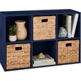 thumbnail image 1 of Bookcase 6-Cube Storage Organizer, 13.5in Shelf Opening, Bookshelf, Toy Storage, Customizable w/ 3 Removable Back Panels – Navy, 1 of 8