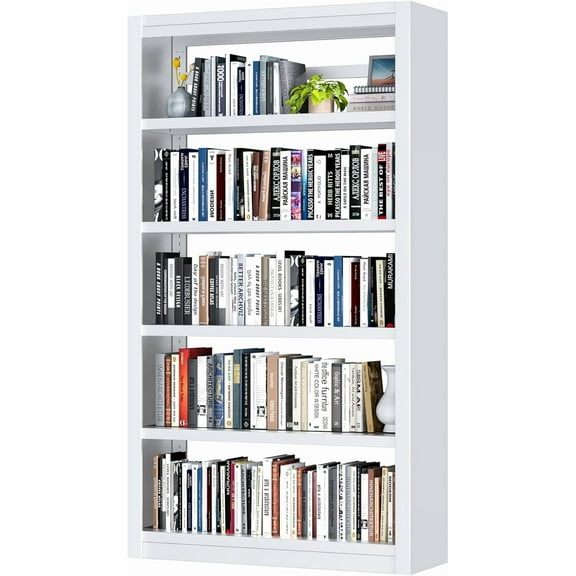 Bookcase,6-Tier Adjustable Steel Bookshelf,69" H Heavy Duty Metal Bookcase for Home/Office/Garage,Black Shelf (White, 69" Tall)