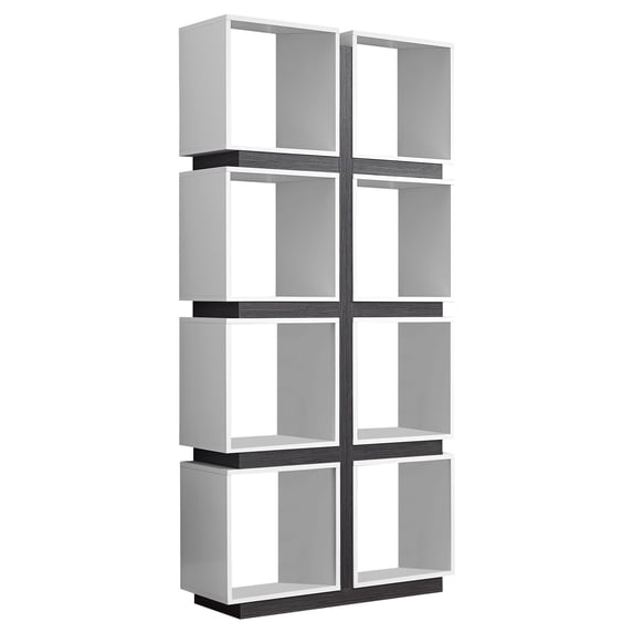 Contemporary Home Living 71.25" White and Gray Contemporary with 8 Shelves Rectangular Bookcase