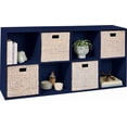 thumbnail image 1 of Bookcase 8-Cube Storage Organizer, 11in Shelf Opening, Bookshelf, Toy Storage, Customizable w/ 3 Removable Back Panels - Navy, 1 of 8
