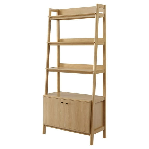 Bookcase Book Shelf Rack, Brown Oak, Wood, Living Kitchen Cafe Bistro Hospitality Restaurant, Modern Contemporary HB33447