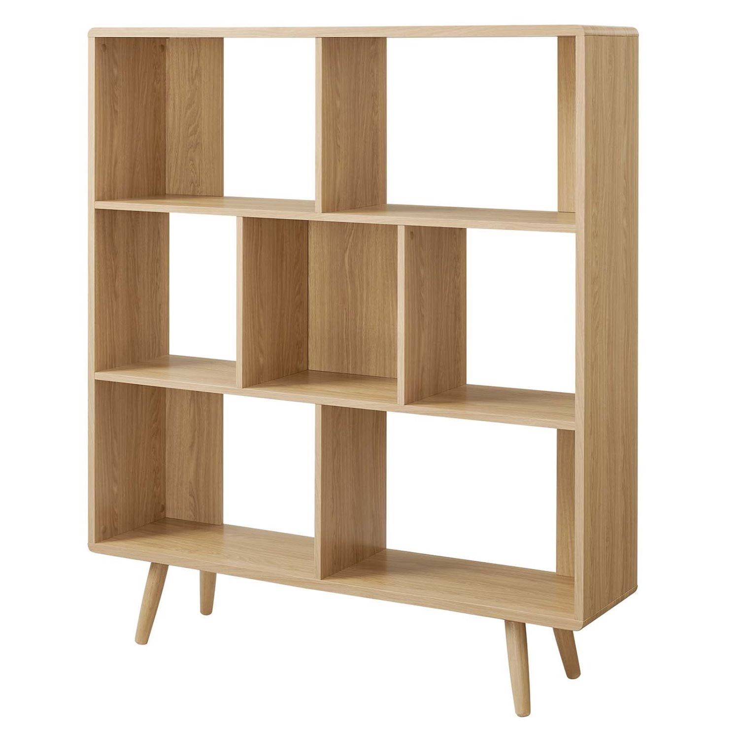 Bookcase Book Shelf Rack, Brown Oak, Wood, Living Kitchen Cafe Bistro ...