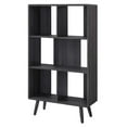 thumbnail image 1 of Bookcase Book Shelf Rack, Dark Grey Gray, Wood, Living Kitchen Cafe Bistro Hospitality Restaurant, Modern Contemporary HB35907, 1 of 9
