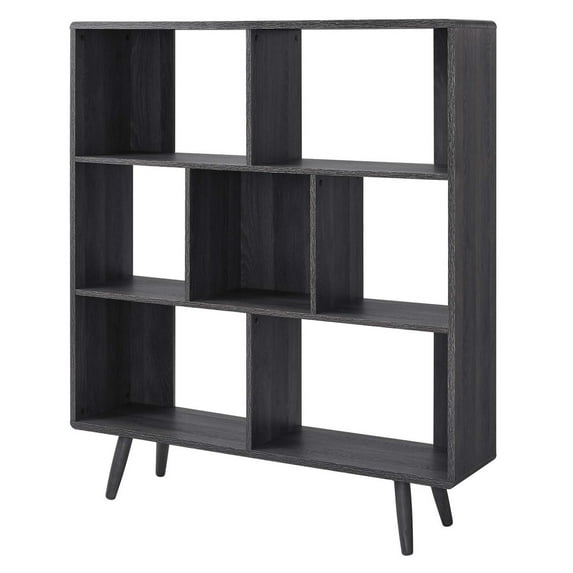 Bookcase Book Shelf Rack, Dark Grey Gray, Wood, Living Kitchen Cafe Bistro Hospitality Restaurant, Modern Contemporary HB35909