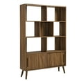 thumbnail image 1 of Bookcase Bookshelf Rack, Walnut Brown, Wood, Living Dining Room Kitchen Cafe Bistro Hospitality Restaurant, Modern Contemporary, HB37782, 1 of 9