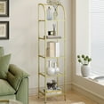 thumbnail image 1 of Bookcase Bookshelf, Tempered Glass Arched Bookshelf for More Storage, 1 of 7