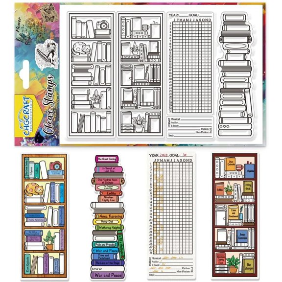 Bookcase Clear Stamps Reading Records Transparent Stamps Puppy Silicone Clear Stamp Seals