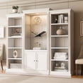 thumbnail image 1 of Bookcase Display Cabinet with LED Lighting, Retro Style Adjustable Shelves Storage Solution for Living Room Office Studio, White, 1 of 13