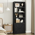 thumbnail image 1 of Bookcase with Doors Industrial Bookshelf 11.8in Depth Display Storage Shelves 71.4in Tall Farmhouse Bookcases Wooden 6 Shelf Bookshelvels for Bedroom, Living Room, Home Office, 1 of 9