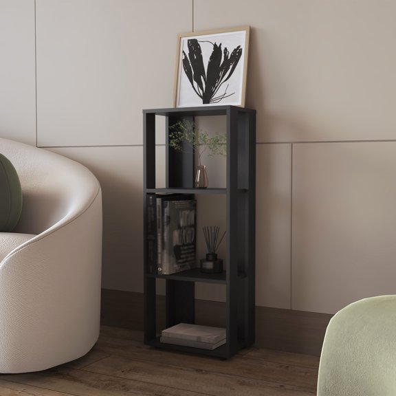 Bookcase In Black With Spacious Layout - Organize Your Space Effectively Ideal For Storing Books, Decorations, And More