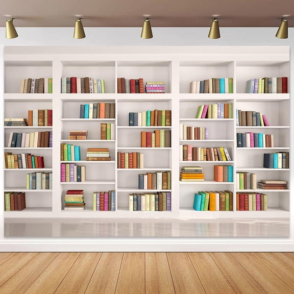 Bookcase Library Photography Background,7X5Ft Study Bookcase Backdrop Party Arty Event Decoration