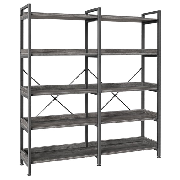 Amadwell 5-Tier Bookshelf with 10 Open Shelves, 47" Freestanding Bookcase, Sturdy Metal Frame, for Living Room, Gray