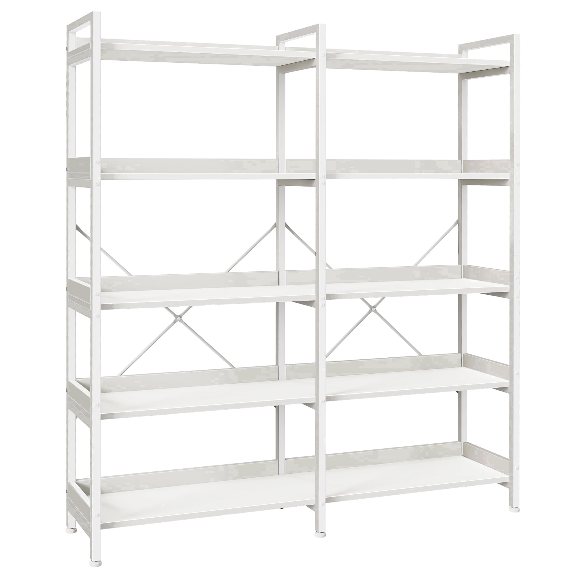 Amadwell 5-Tier Bookshelf with 10 Open Shelves, 47" Freestanding Bookcase, Sturdy Metal Frame, for Living Room, White