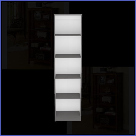 Bookcase, Modern 5-Shelf Space-Saving | Matt Gray/White | Engineered Wood