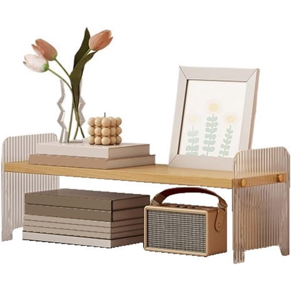 Bookcase Simple Desktop Small Bookshelf Office with Acrylic Side Panels Home Storage Rack