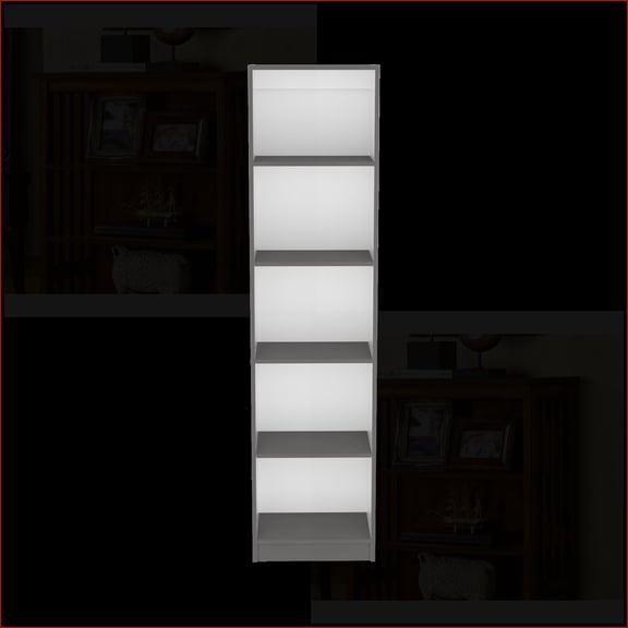 Bookcase Sleek Contemporary Engineered Wood Slate Gray/Off-White, Five Shelves Space-Saving | Engineered Wood | Multicolor