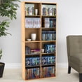 thumbnail image 1 of Bookcase and Bookshelf, Double Row 12-Grid Open Bookcase with Open Storage Shelves, Wooden Bookcase 11.75”L×27.6”W× 65”H, Tan, 1 of 5
