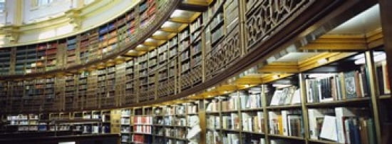 Bookcase in a library British Museum London England Canvas Art - Panoramic Images (36 x 13)
