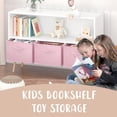 thumbnail image 1 of - Bookcase with Collapsible Fabric Drawers, Children's Book Display,Toy Storage Cabinet Organizer Book Shelf for - Rooms (White+Pink), 1 of 6