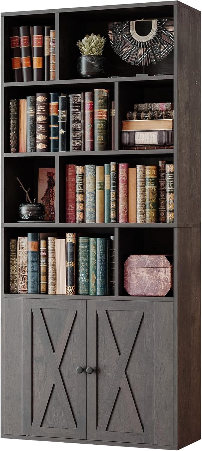 Bookcase with Doors, Tall Bookshelf with Storage, Bookshelves and ...