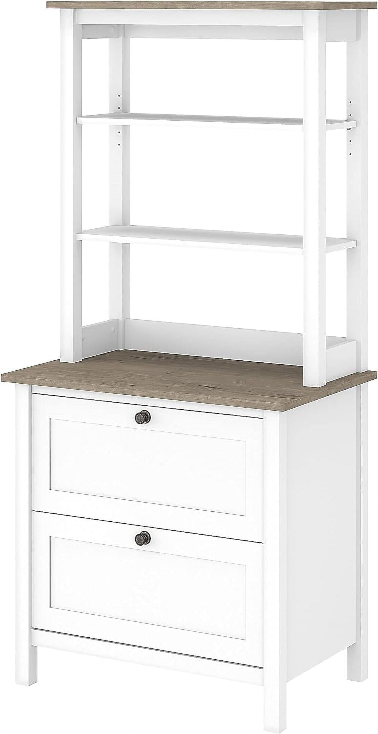 Bookcase with Drawers in Pure White and Shiplap Gray