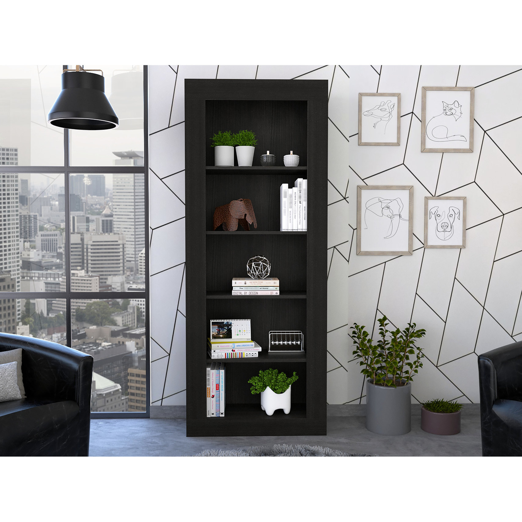 Bookcase with Five Shelves and Modern Design / Beautify Living ...