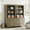 thumbnail image 1 of WAMPAT 72" Bookshelf with 3 Drawers, Tall Bookcase Large Display Book Case Shelf with 3 Tier Open Book Shelves，Library Wooden Bookshelves for Living Room,Office, Bedroom, Wash Grey (2PCS), 1 of 7
