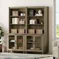 thumbnail image 1 of WAMPAT Farmhouse Bookcase, Bookshelf with Glass Doors, Large Wood Display Book Shelf with Adjustable Shelves and Storage Cabinet for Living Room, Bedroom, Library, Office, Wash Grey (2PCS), 1 of 8