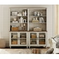 thumbnail image 1 of WAMPAT Farmhouse Bookcase, Bookshelf with Glass Doors, Large Wood Display Book Shelf with Adjustable Shelves and Storage Cabinet for Living Room, Bedroom, Library, Office, Rustic White (2PCS), 1 of 7