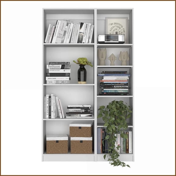 Bookcases 2-Piece Modern Living Room Set with Versatile Shelving | White | Particle Board