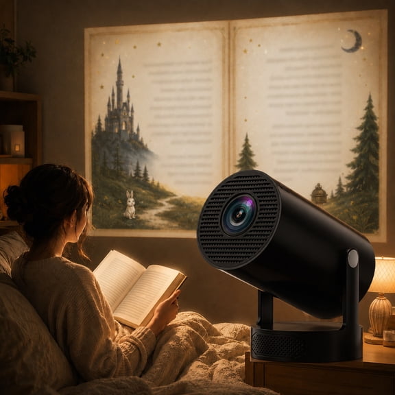 Bookcast Projector, Bookcast Book Projector, Large-Screen Reading, Immersive Speaker System For More Engaging Reading,Compact Multifunction, Ideal For Home Reading At Night