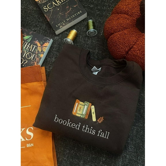 Booked This Fall Embroidered Sweatshirt