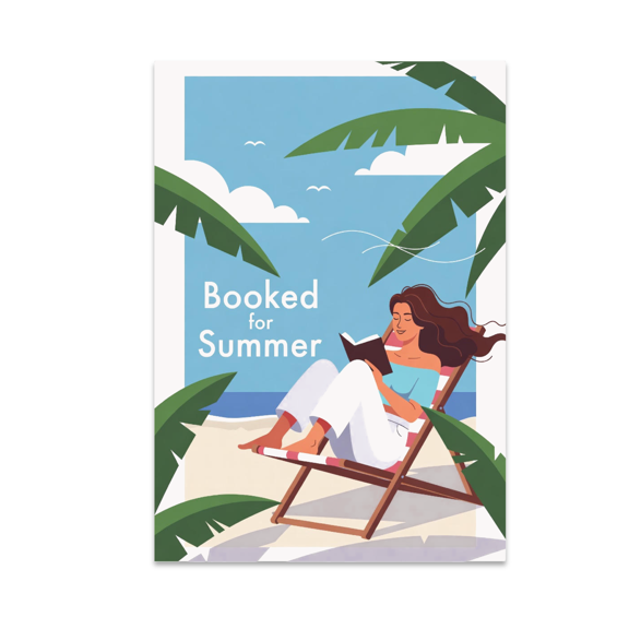 Booked for Summer Beach Reading Decor - Book Lover - 13x19 Poster Print
