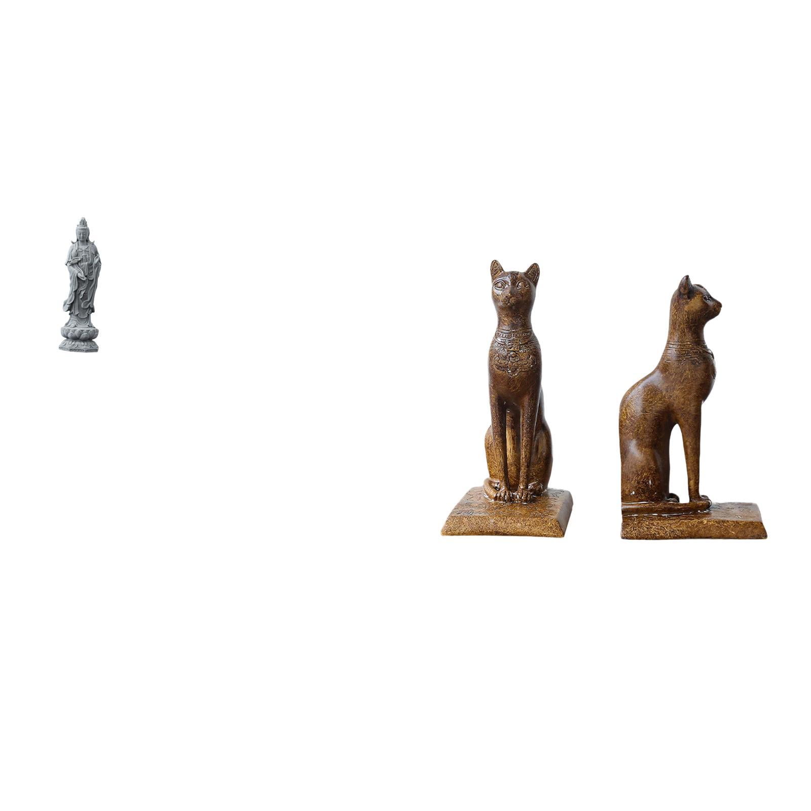 Bookend Cat Figurine Guan Yin Statue Crafted Resin Design for Library ...