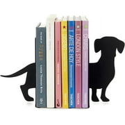 Bookend Teckel Colour Black Dog Shaped Support For Books 2 Units Metal