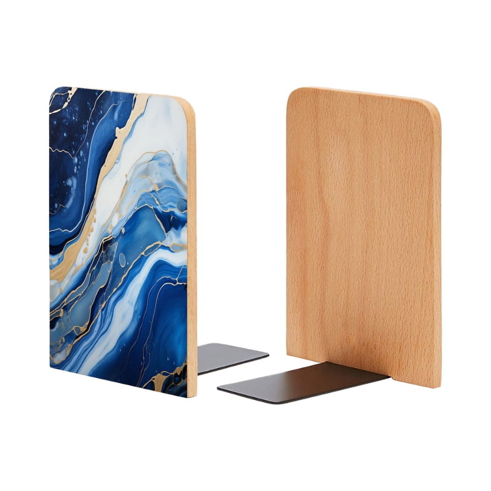 Left Bookend Bookends 1 Pair Non-Skid Bookend Wood Bookends for Shelves Book Stand ...