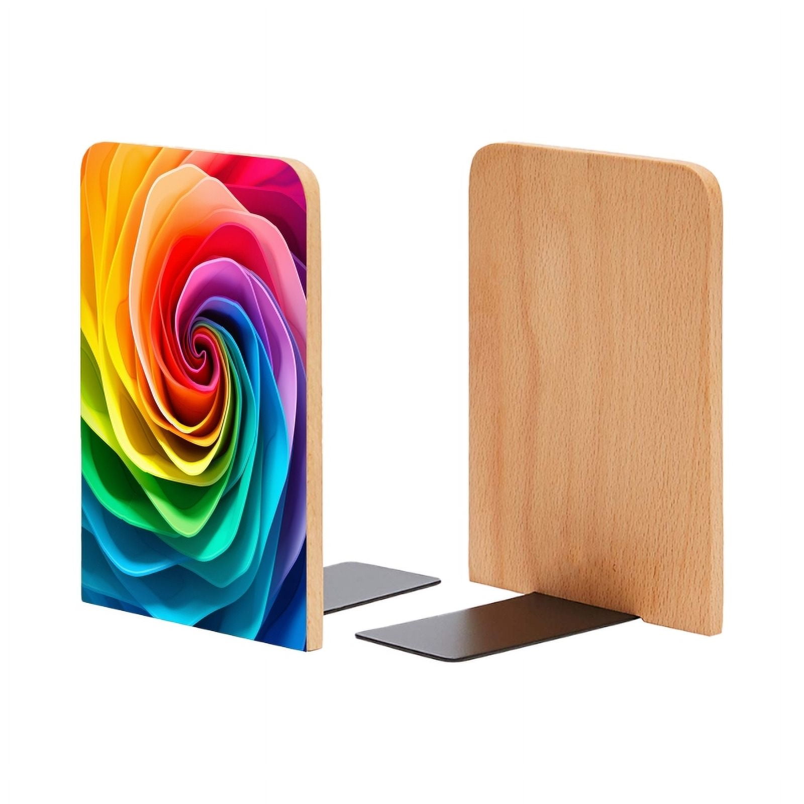 Bookends 1 Pair Non-Skid Bookend Wood Bookends for Shelves Book Stand ...