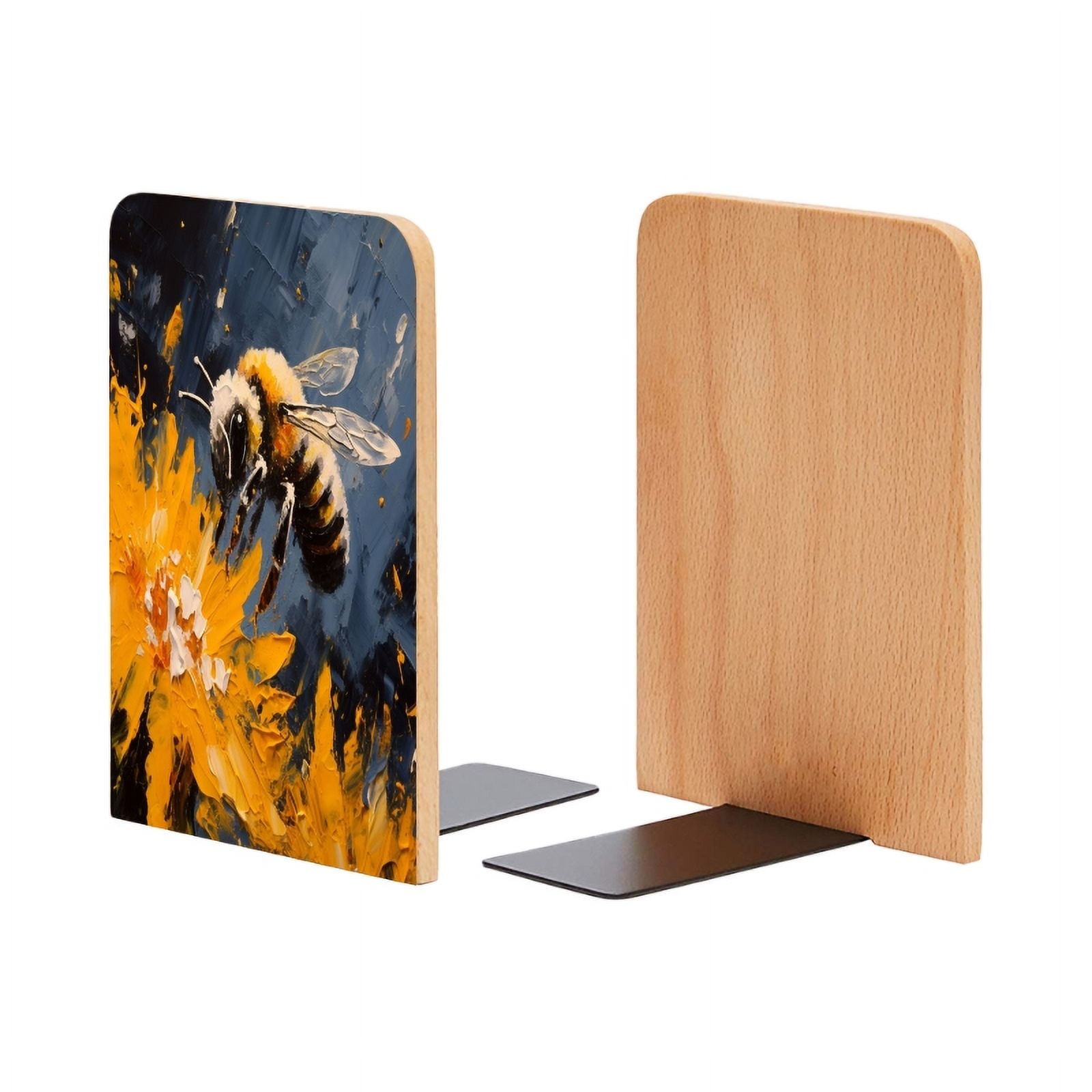 Bookends 1 Pair Non-Skid Bookend Wood Bookends for Shelves Book Stand ...