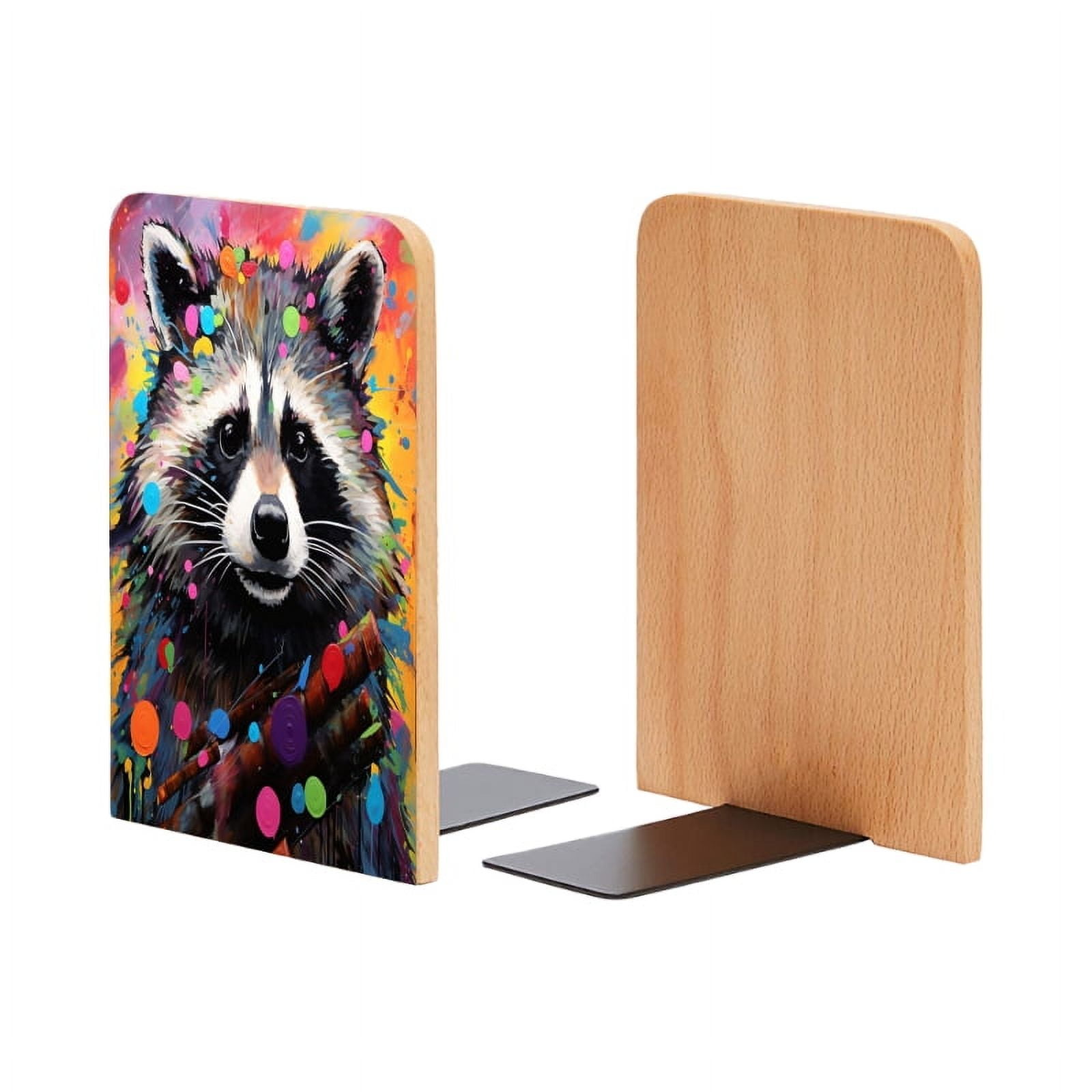 Bookends 1 Pair Non-Skid Bookend Wood Bookends for Shelves Book Stand ...