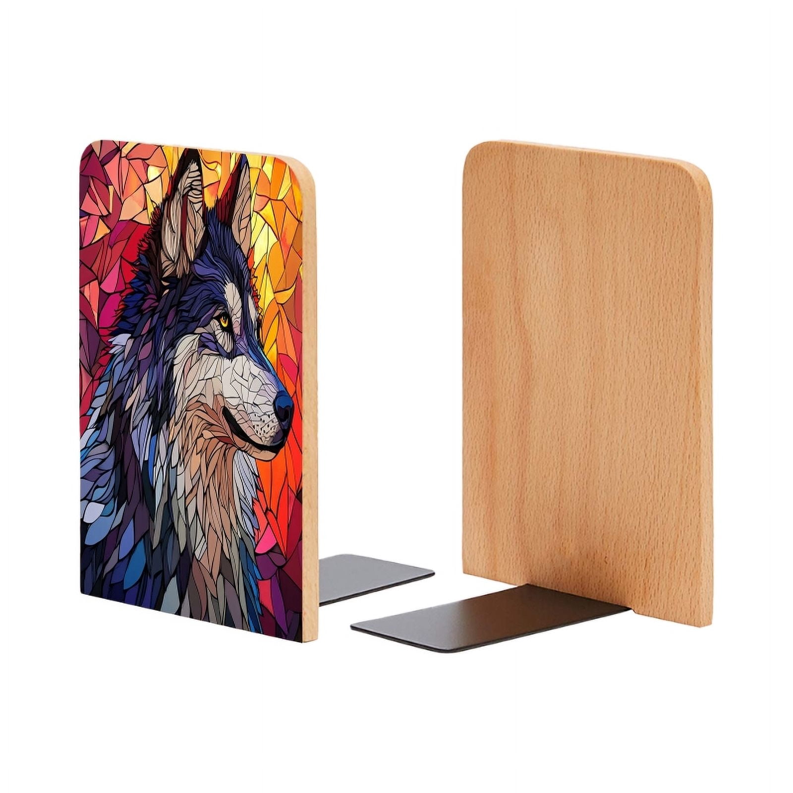 Bookends 1 Pair Non-Skid Bookend Wood Bookends for Shelves Book Stand ...