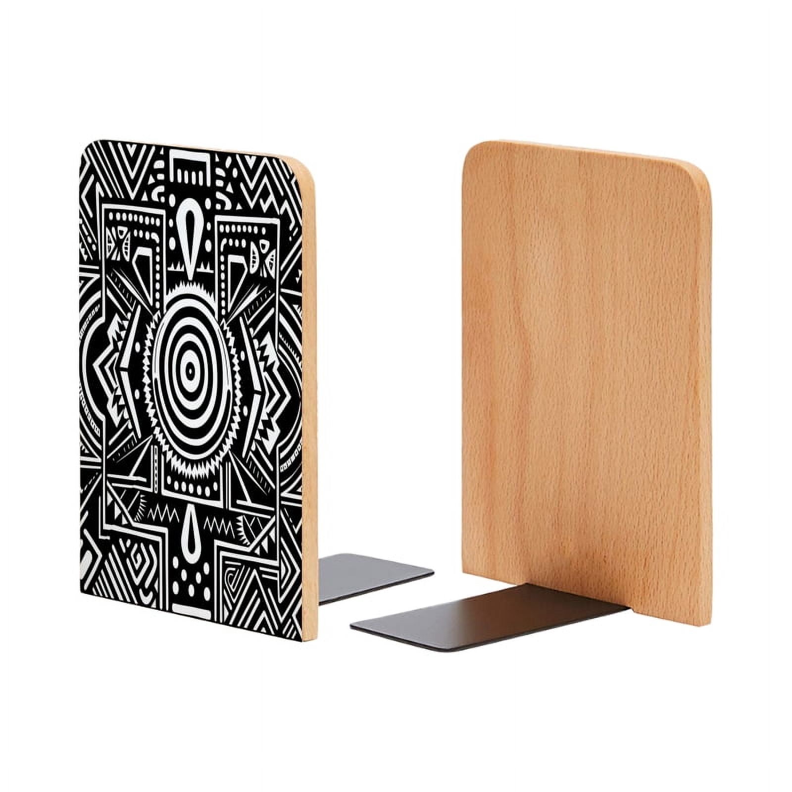 Bookend Shape Bookends 1 Pair Non-Skid Bookend Wood Bookends for Shelves Book Stand ...