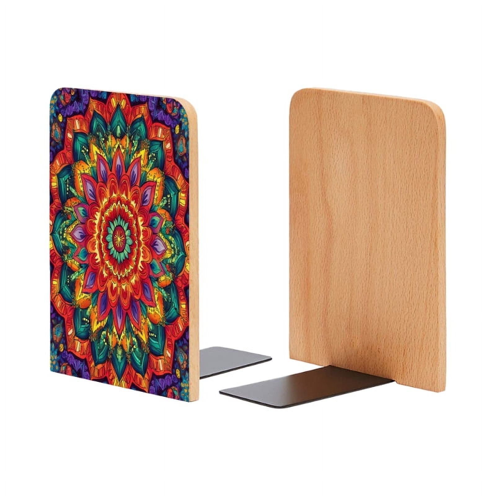 Bookends 1 Pair Non-Skid Bookend Wood Bookends for Shelves Book Stand ...