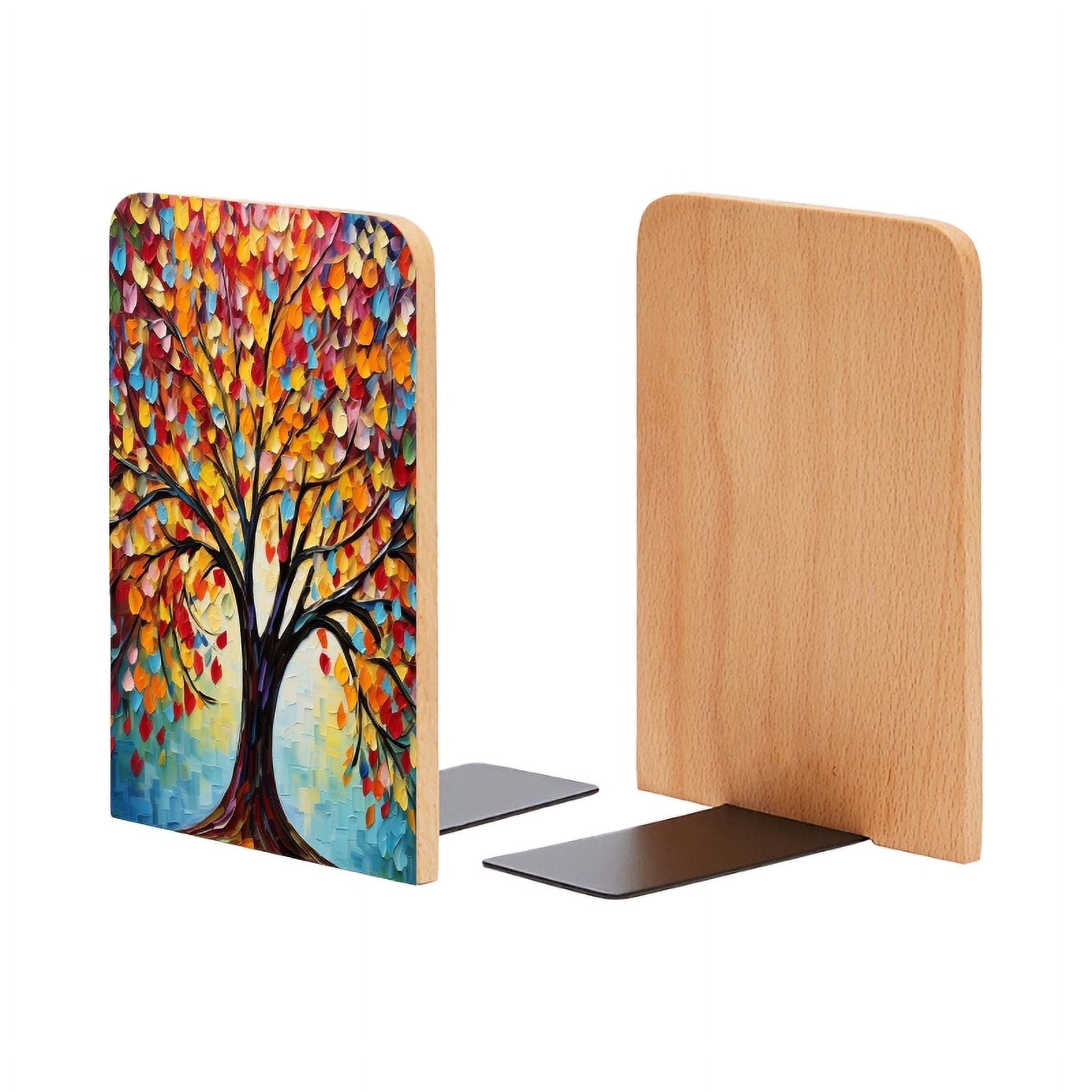 Bookends 1 Pair Non-Skid Bookend Wood Bookends for Shelves Book Stand ...