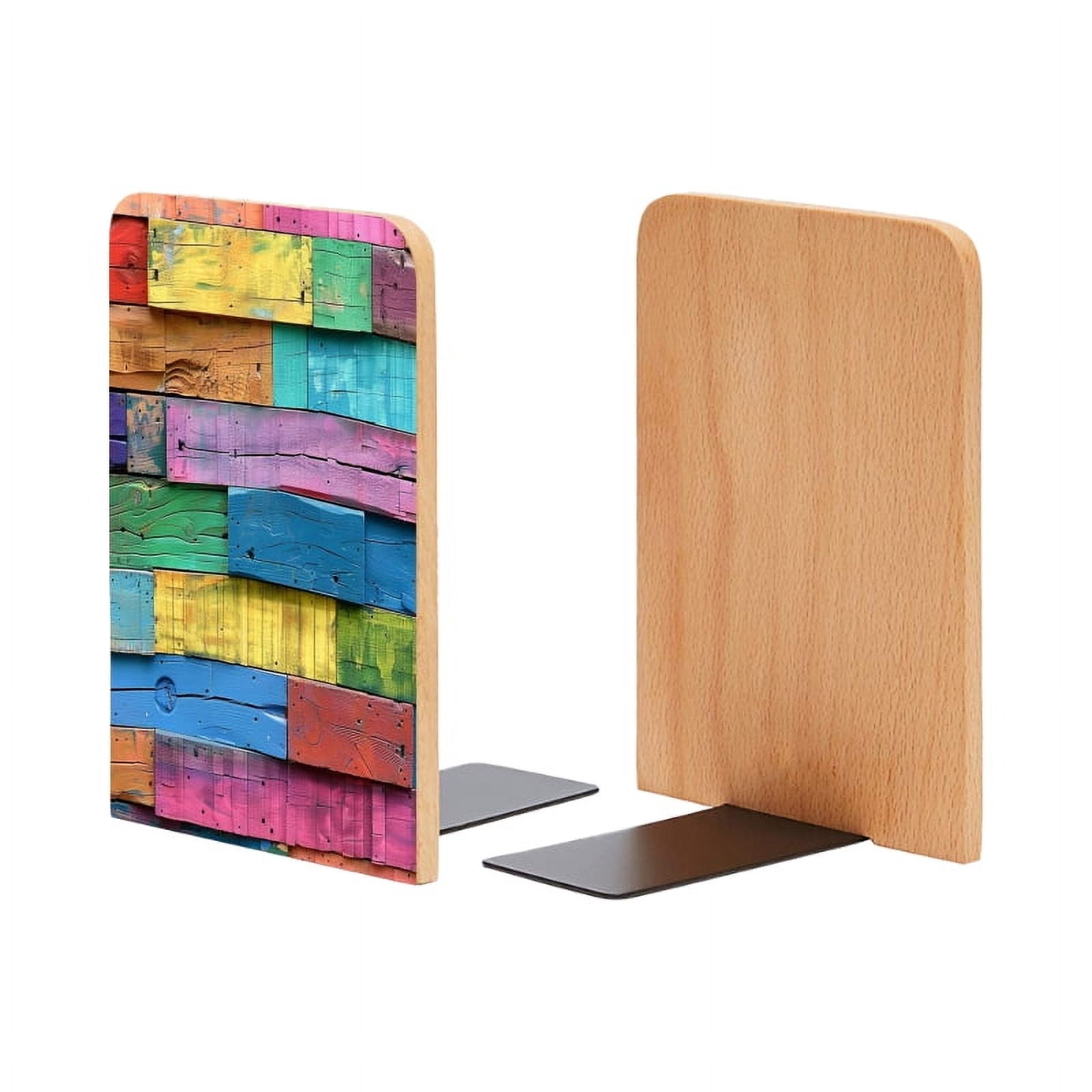 Left Bookend Bookends 1 Pair Non-Skid Bookend Wood Bookends for Shelves Book Stand ...