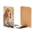 thumbnail image 1 of Bookends 1 Pair Non-Skid Bookend Wood Bookends for Shelves Book Stand for CDs - Elegant Beagle Dog, 1 of 7