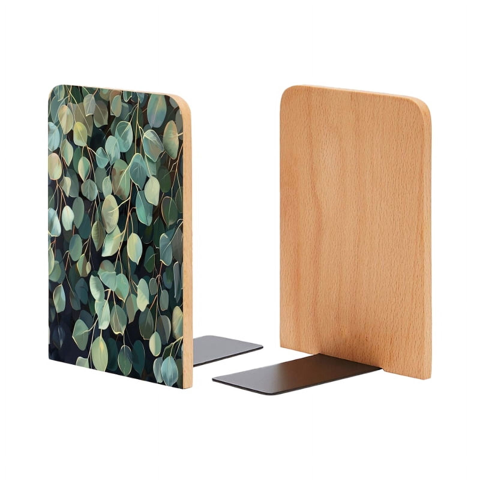 Bookends 1 Pair Non-Skid Bookend Wood Bookends for Shelves Book Stand ...