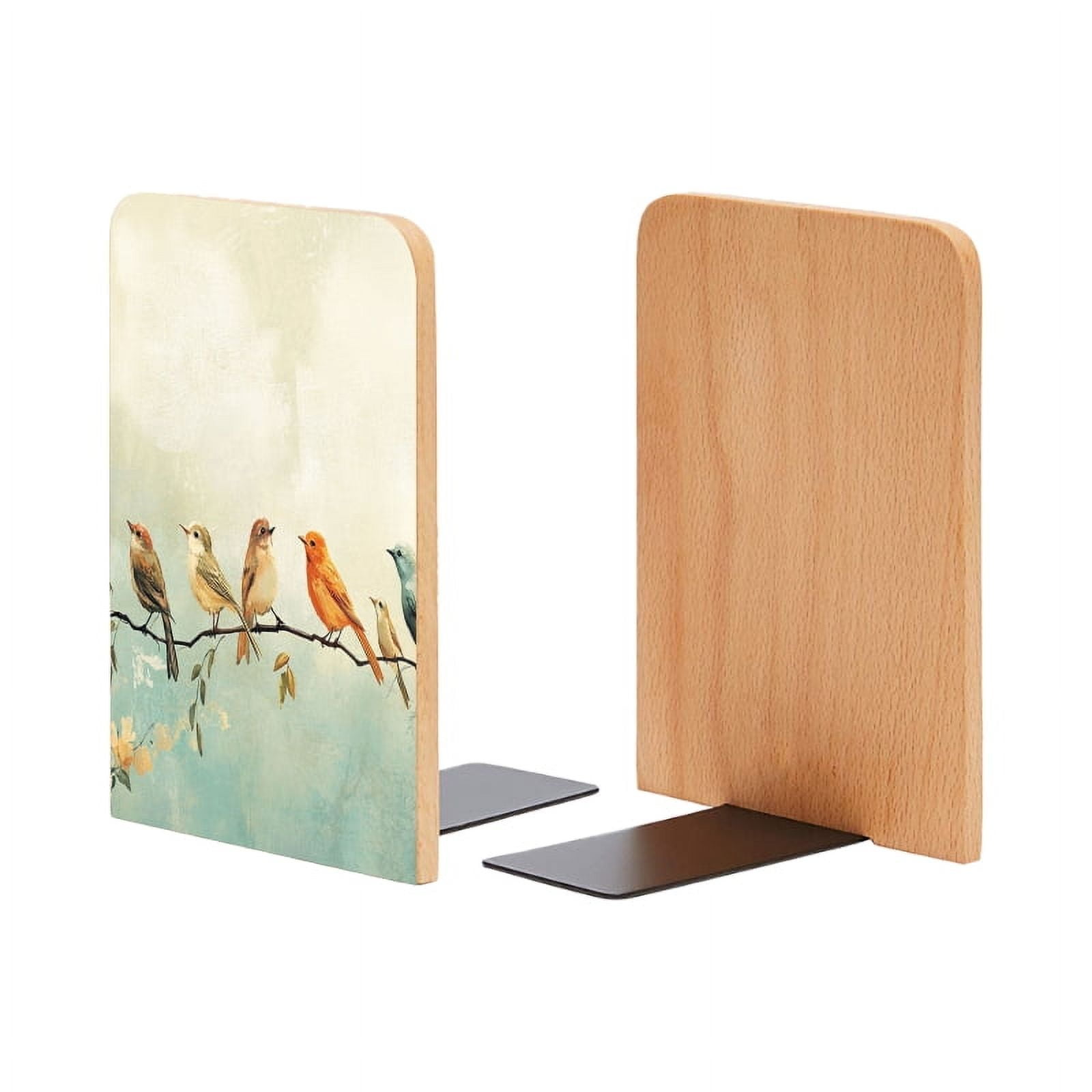 Bookends 1 Pair Non-Skid Bookend Wood Bookends for Shelves Book Stand ...