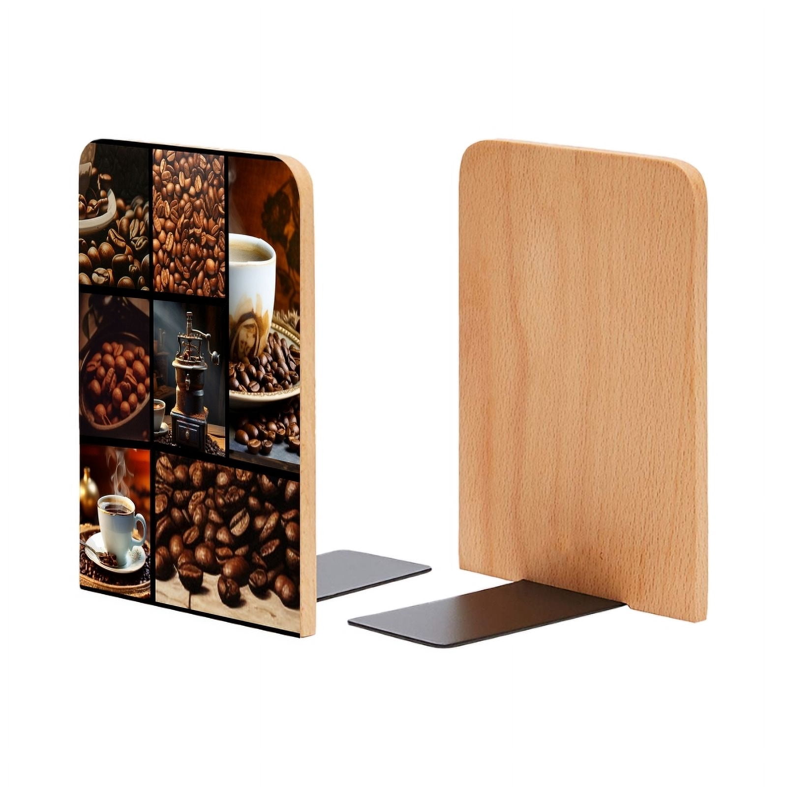 Bookends 1 Pair Non-Skid Bookend Wood Bookends for Shelves Book Stand ...