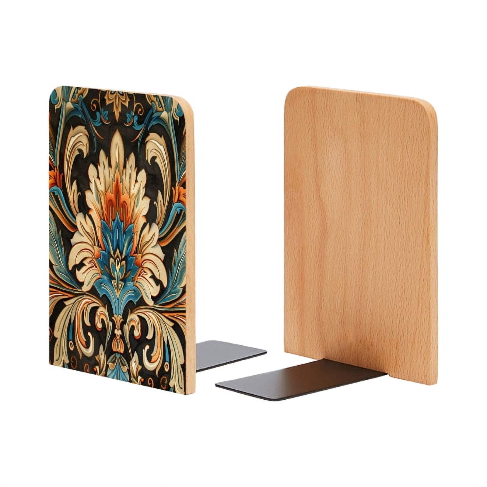 Left Bookend Bookends 1 Pair Non-Skid Bookend Wood Bookends for Shelves Book Stand ...